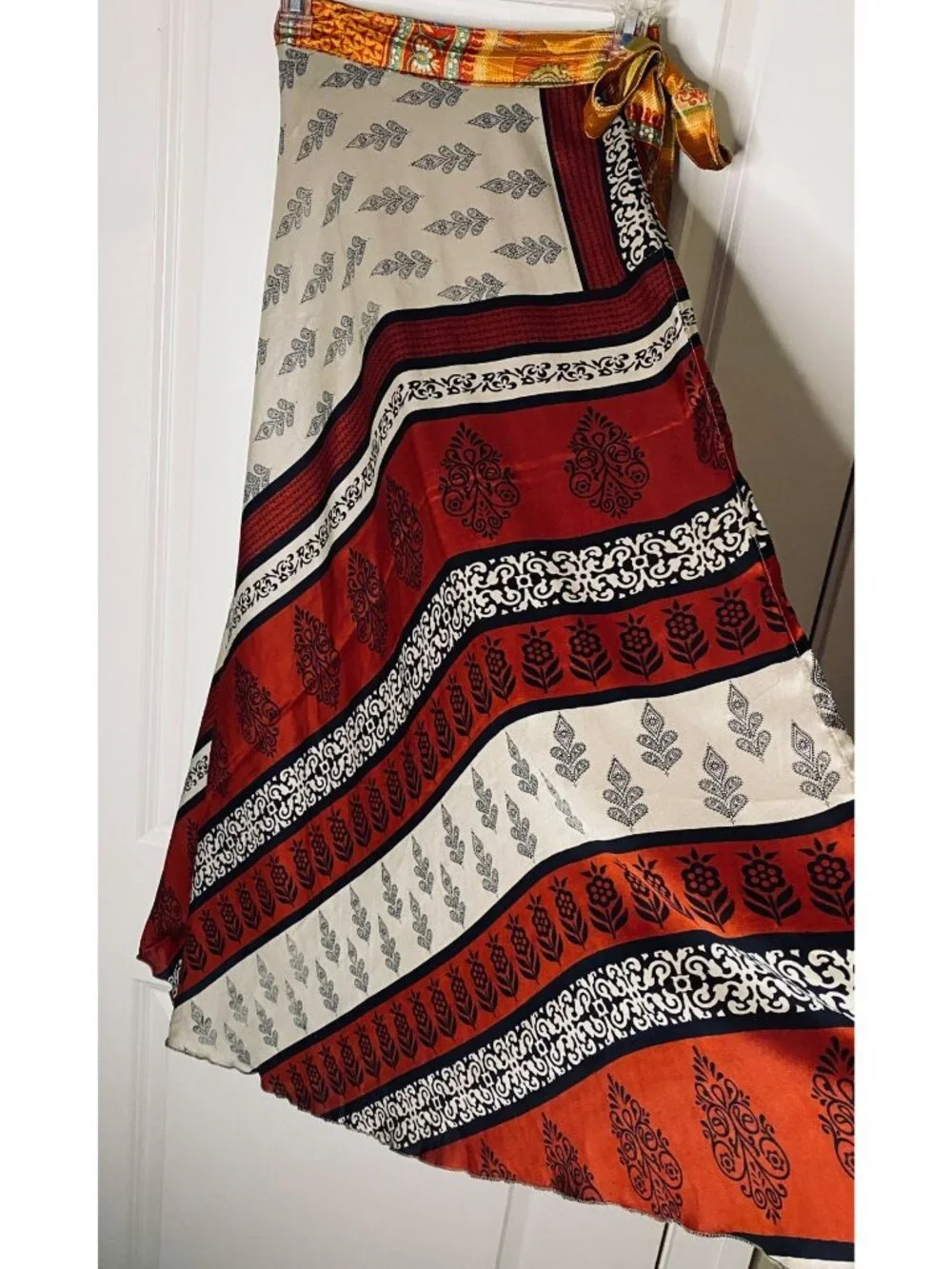 Reversible Sari Silk Magic Wrap Skirt Boho Festival Hippie Handmade India OS